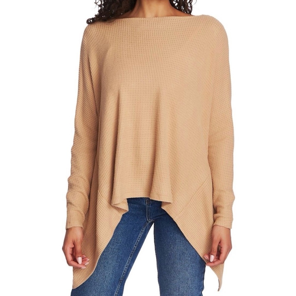 1. State asymmetrical knot back Women's Beige Crew Neck Sweater size large